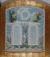 Artist Charles Mahoney: Design for the wall above the altar at Campion Hall, Two Angels Overlooking a Garden