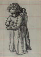 Artist Charles Mahoney: Study of a grumpy cherub, for Campion Hall, early 1940s