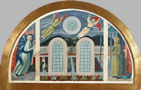 Artist Charles Mahoney: Design for the altar wall, Annunciation in an allotment, circa 1942